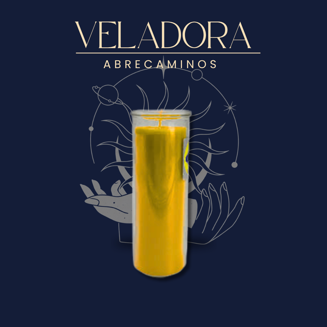 Veladora Abrecaminos, ritualizada en altar por Bethsotérica