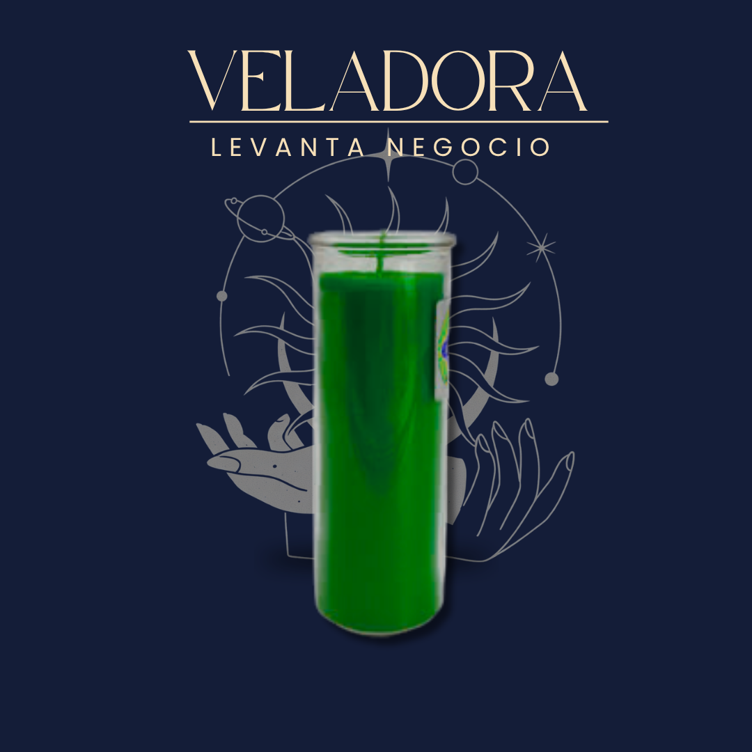 Veladora Levanta Negocio, ritualizada en altar por Bethsotérica