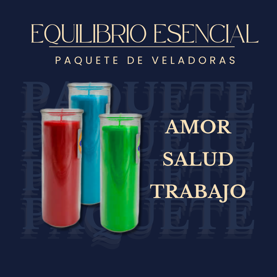 Kit Equilibrio Esencial de 3 veladoras ritualizadas en altar por Bethsotérica