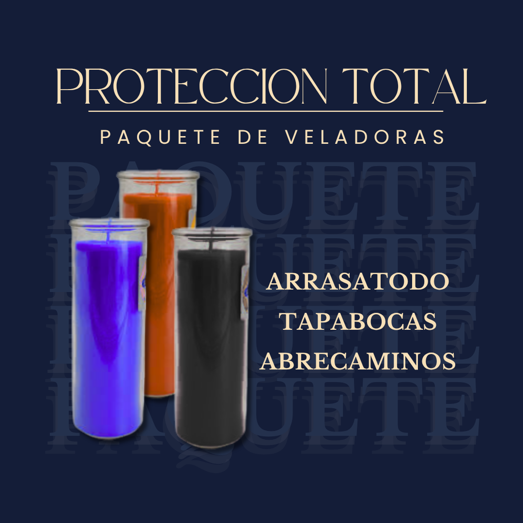 Kit Protección Total de 3 veladoras ritualizadas en altar por Bethsotérica