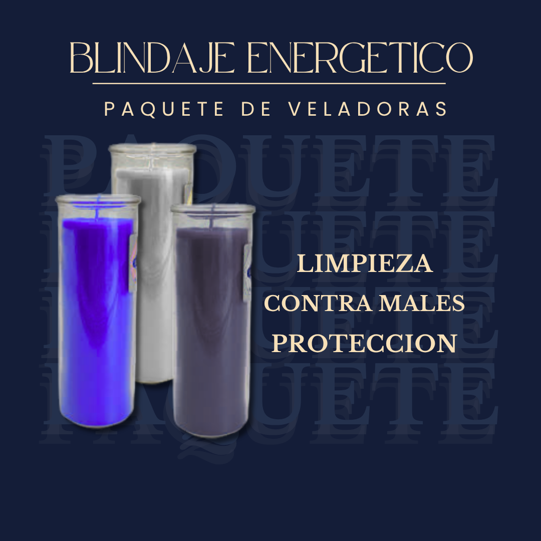 Kit Blindaje Energético de 3 veladoras ritualizadas en altar por Bethsotérica
